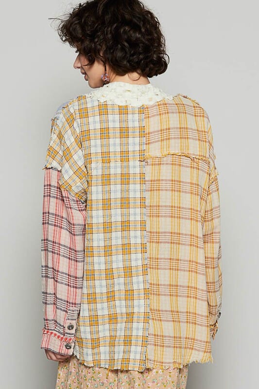 POL Raw Edge Plaid Open Front Cardigan - Sydney So Sweet