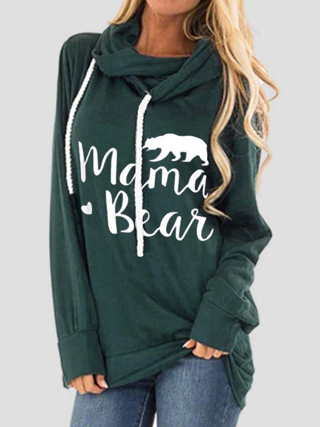 Drawstring Mama Bear Long Sleeve Women's Graphic Hoodie - Sydney So Sweet