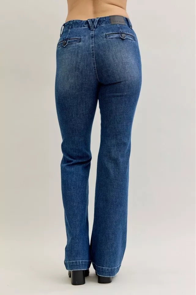 Judy Blue Full Size Mid Rise Bootcut Jeans with Welt Pockets Plus Size - Sydney So Sweet