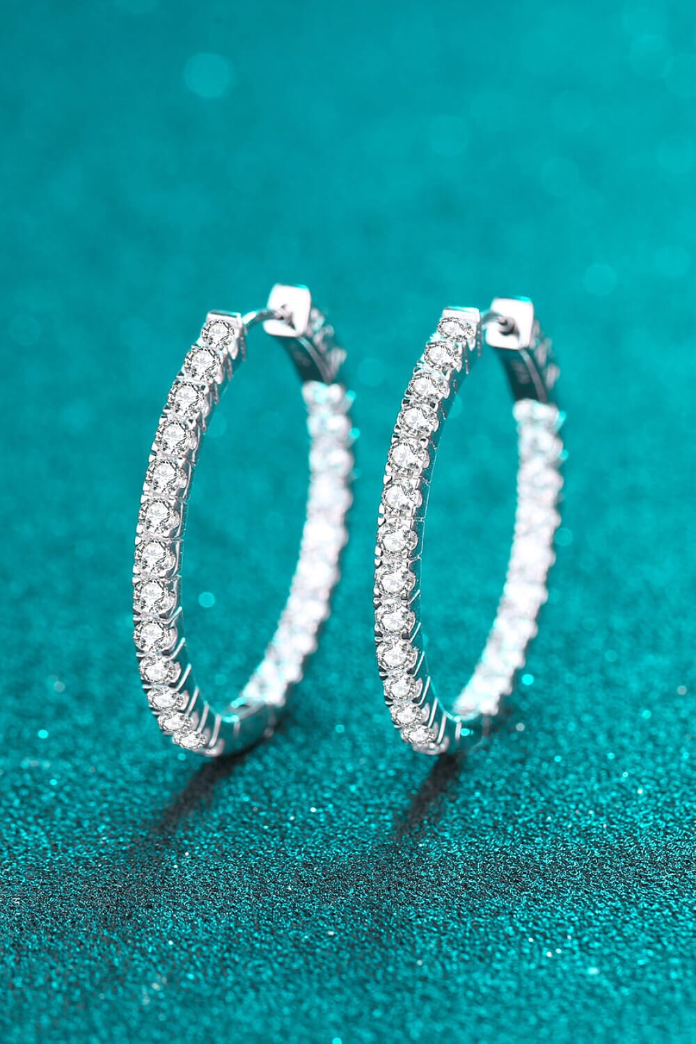 Moissanite Rhodium-Plated Hoop Earrings - Sydney So Sweet