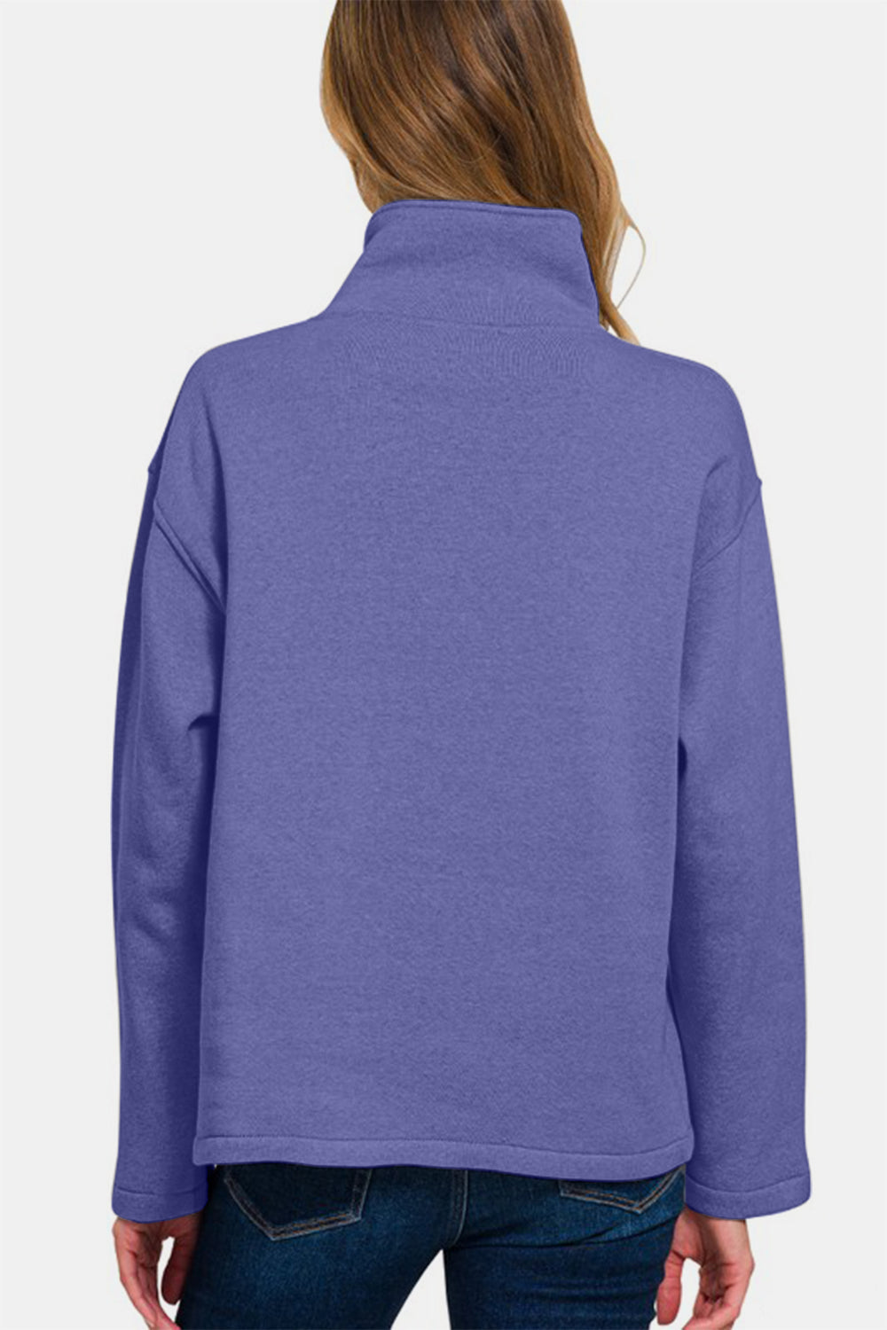 Zenana Turtleneck Half Snap Fleece Sweatshirt - Sydney So Sweet