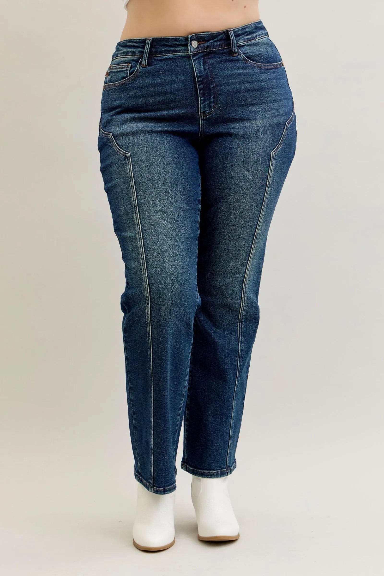 Judy Blue Full Size Seam Detail Straight Leg Jeans Plus Size - Sydney So Sweet