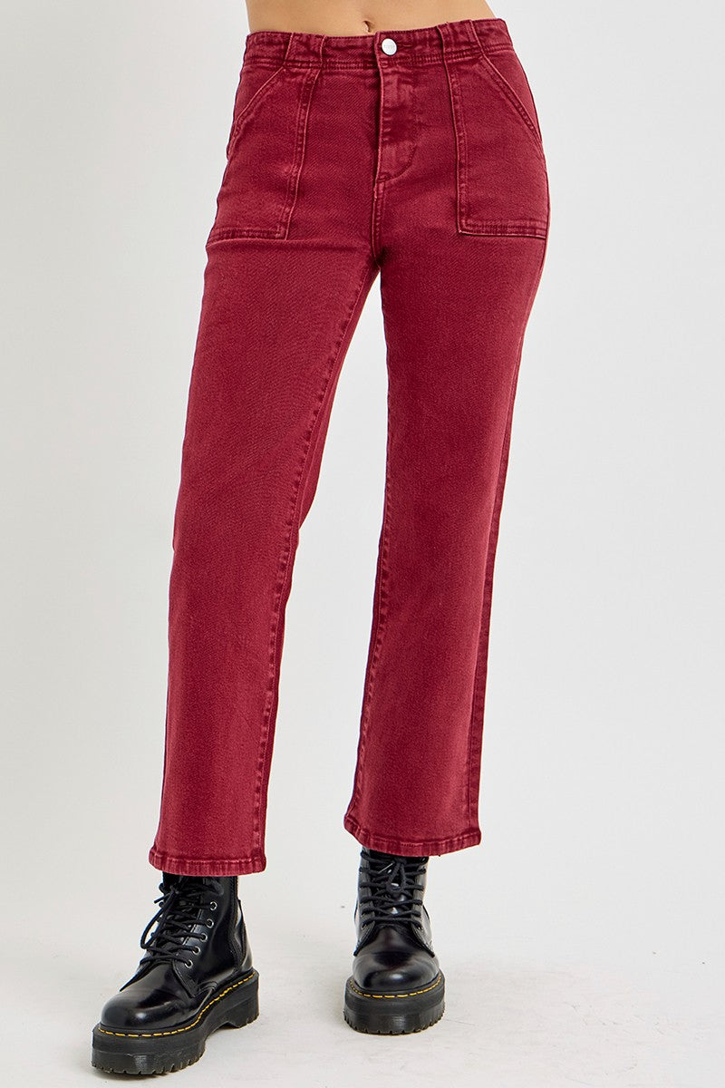 RISEN Full Size High Rise Straight Jeans with Patch Pockets - Sydney So Sweet