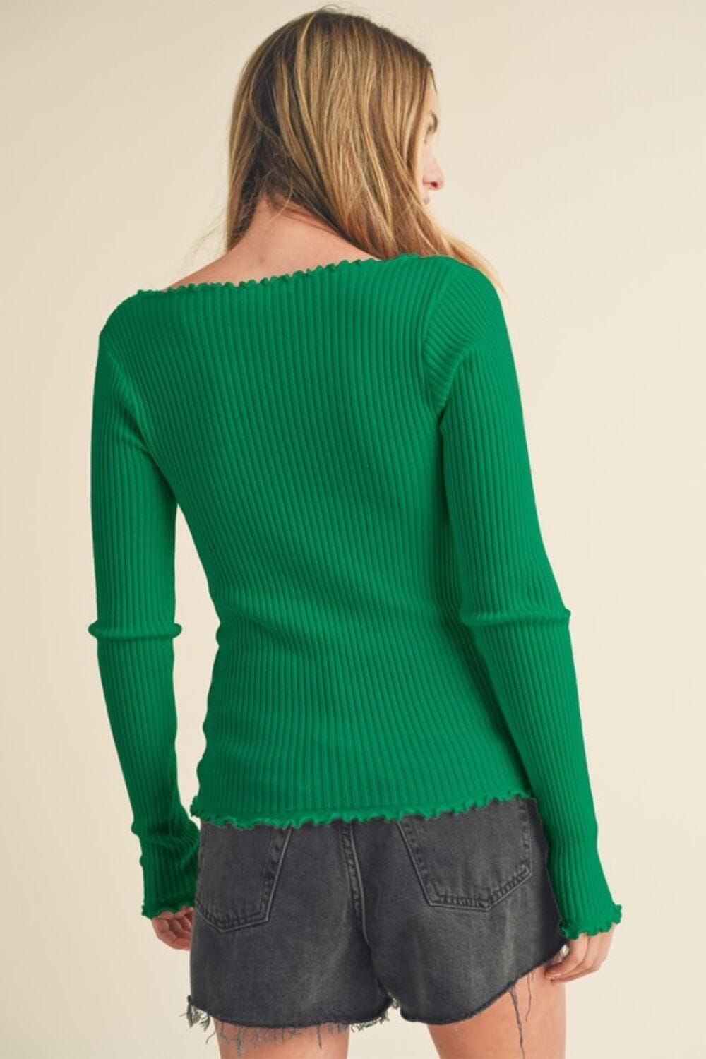 Aemi + Co Lettuce Hem Scoop Neck Long Sleeve Knit Top - Sydney So Sweet