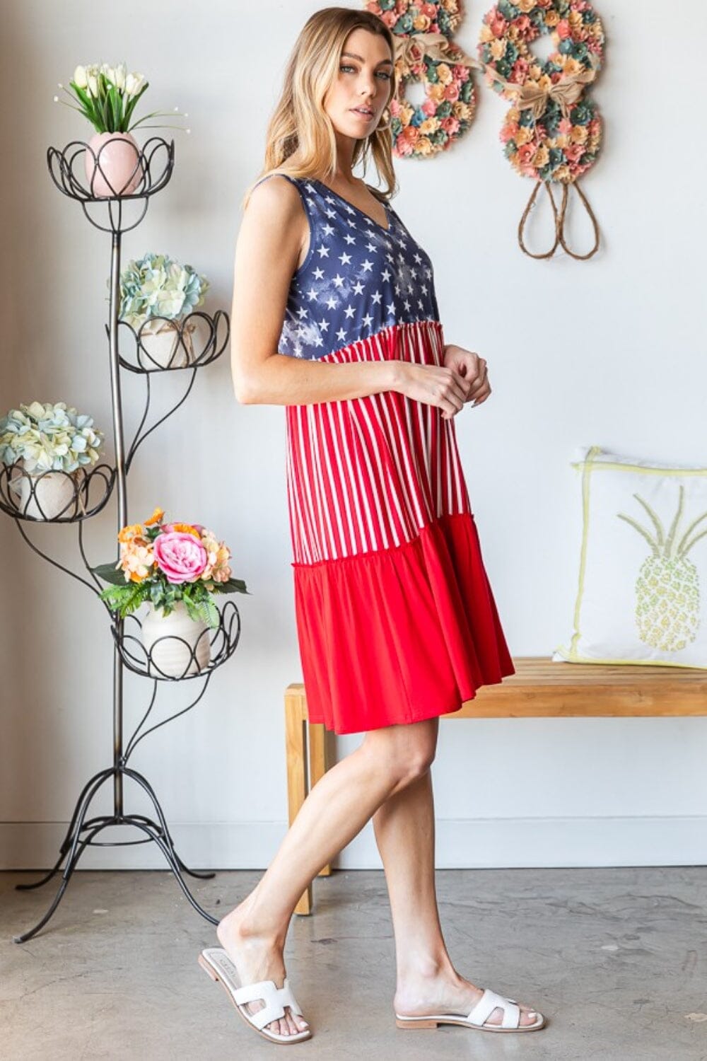 US Flag Theme Contrast Tank Dress - Sydney So Sweet