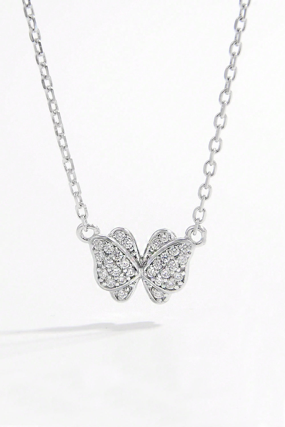 925 Sterling Silver Zircon Butterfly Pendant Necklace - Sydney So Sweet