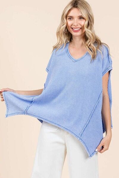 Mittoshop Mineral Wash Waffle Knit Pointed Hem Oversized Top - Sydney So Sweet