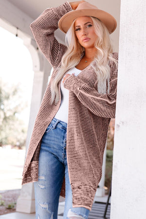 Woven Right Heathered Open Front Longline Cardigan - Sydney So Sweet