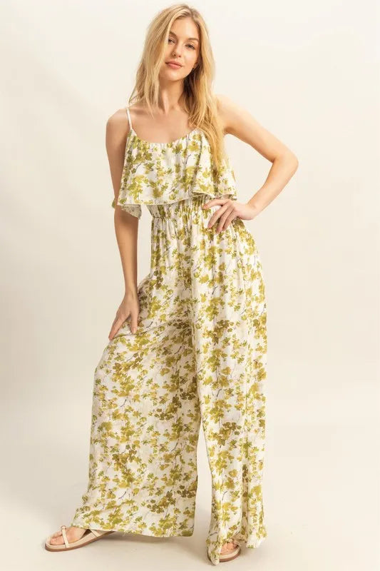 HYFVE Floral Print Spaghetti Strap Wide Leg Jumpsuit - Sydney So Sweet