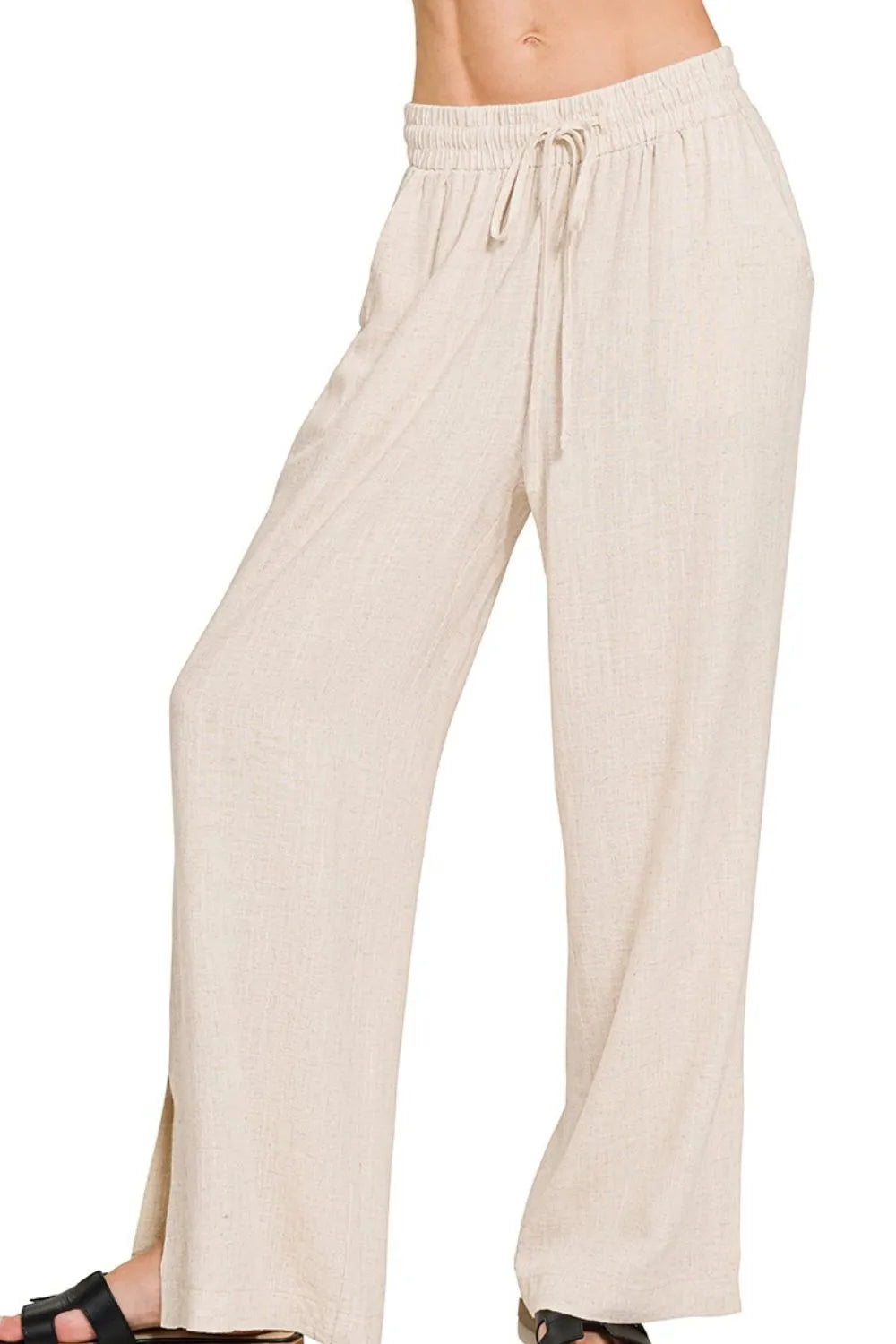 Zenana Linen Drawstring Pants - Sydney So Sweet