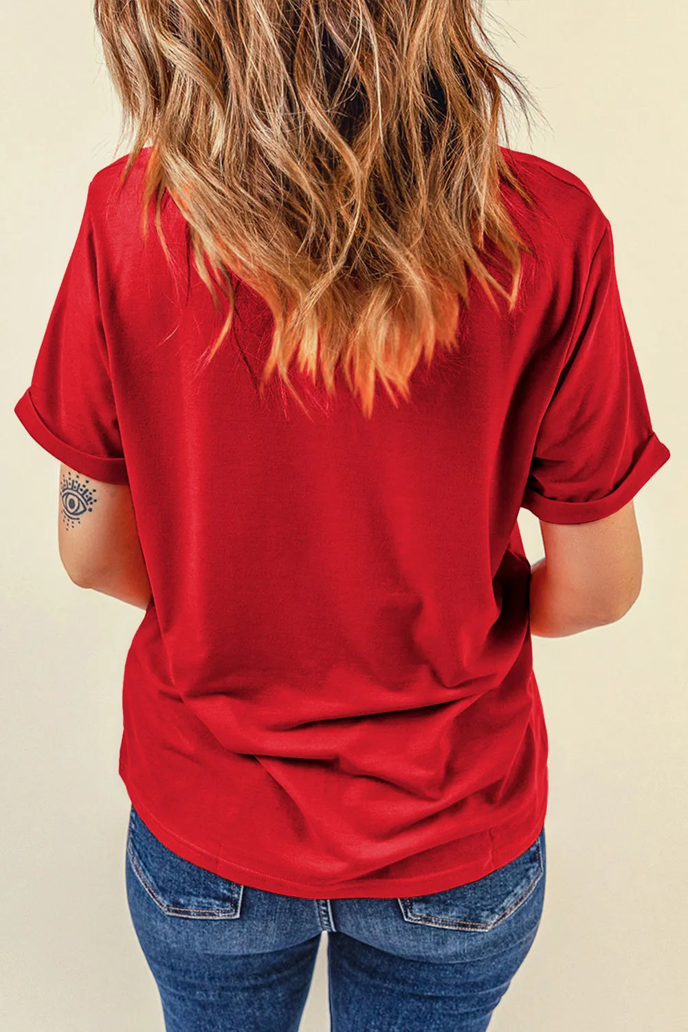 Sequin Santa Round Neck Short Sleeve T-Shirt - Sydney So Sweet