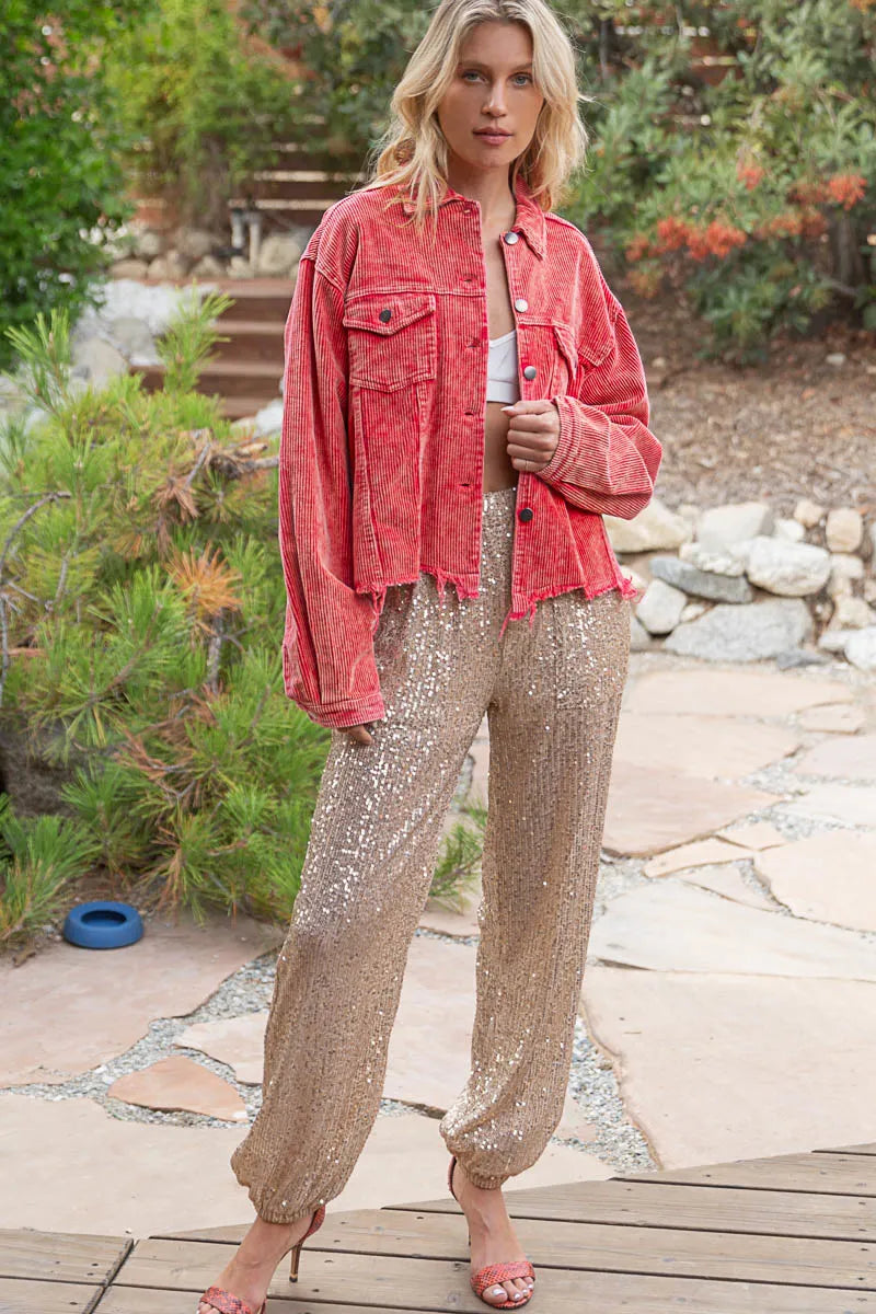 POL Button Down Corduroy Trucker Jacket - Sydney So Sweet