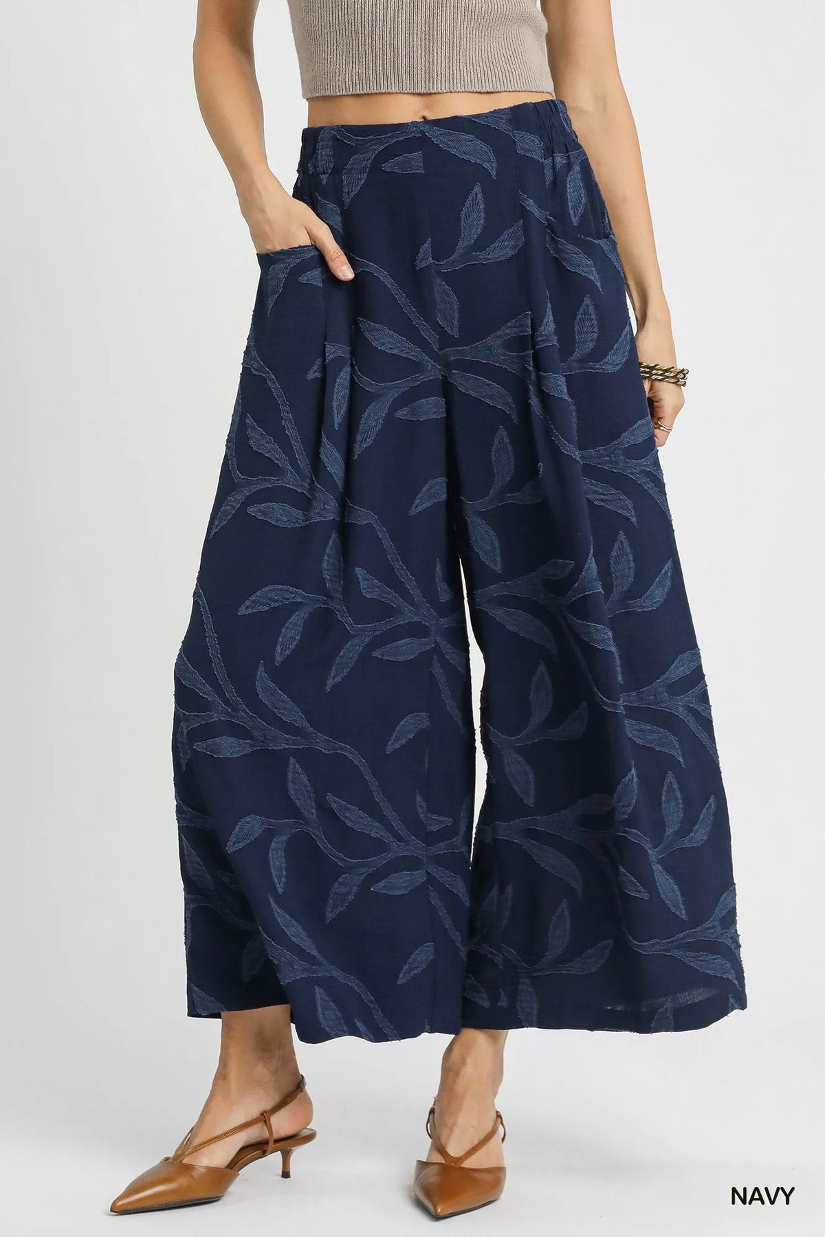 Umgee Jacquard Wide-Leg Pants - Sydney So Sweet