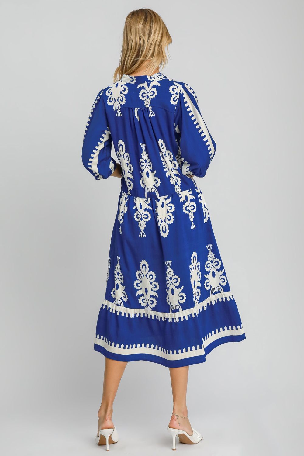 Umgee Printed Notched Midi Dress - Sydney So Sweet