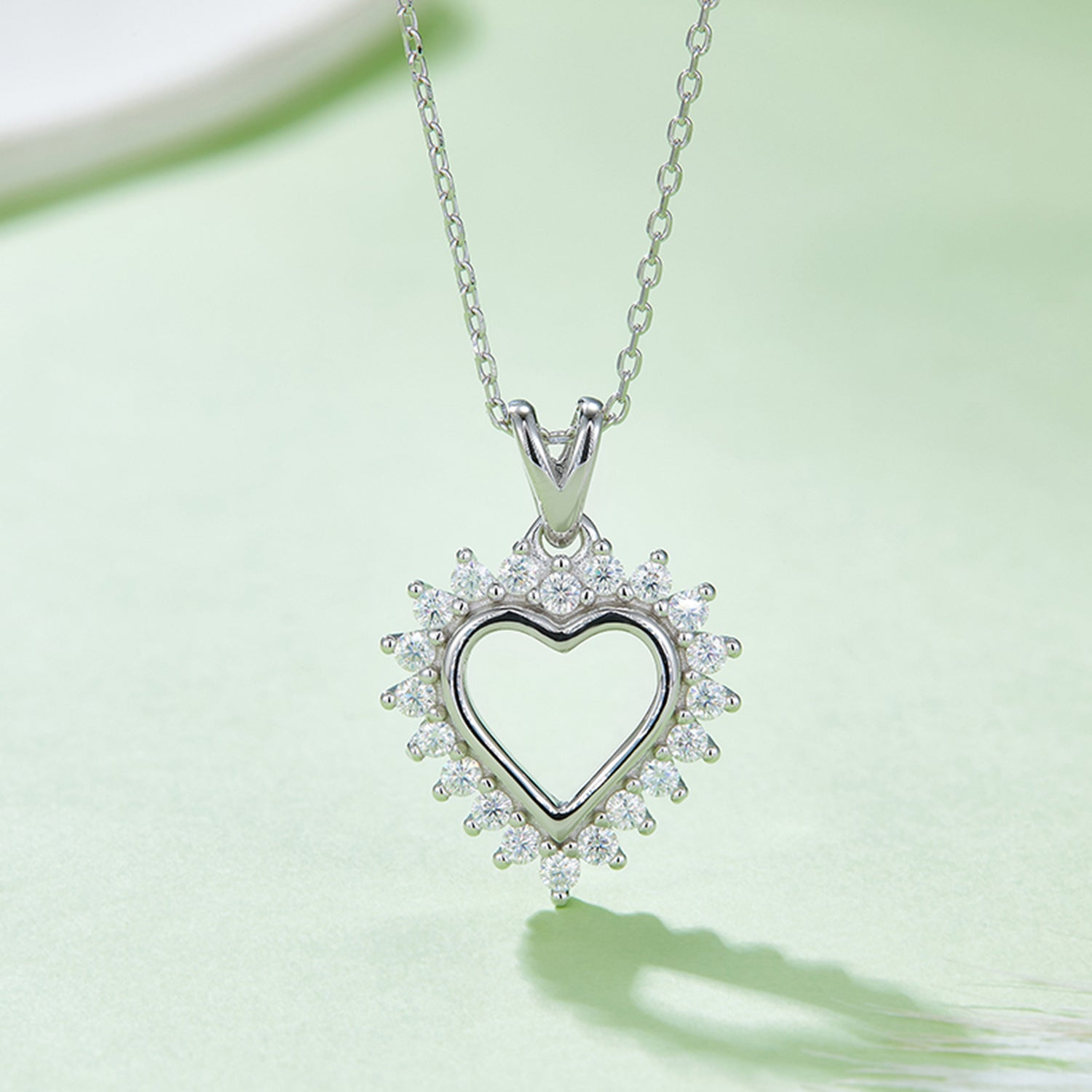 Moissanite 925 Sterling Silver Heart Pendant Necklace - Sydney So Sweet