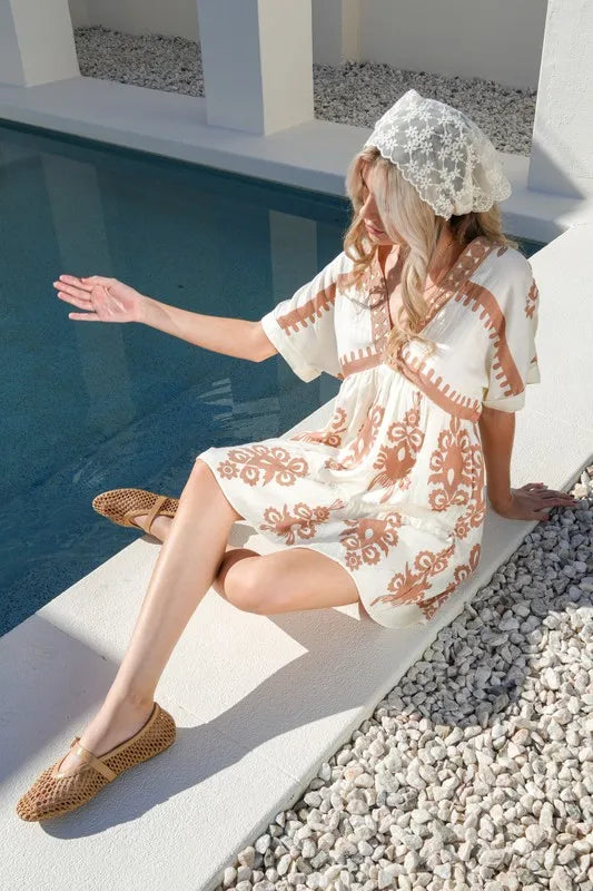 VERY J Printed V-Neck Woven Mini Dress - Sydney So Sweet