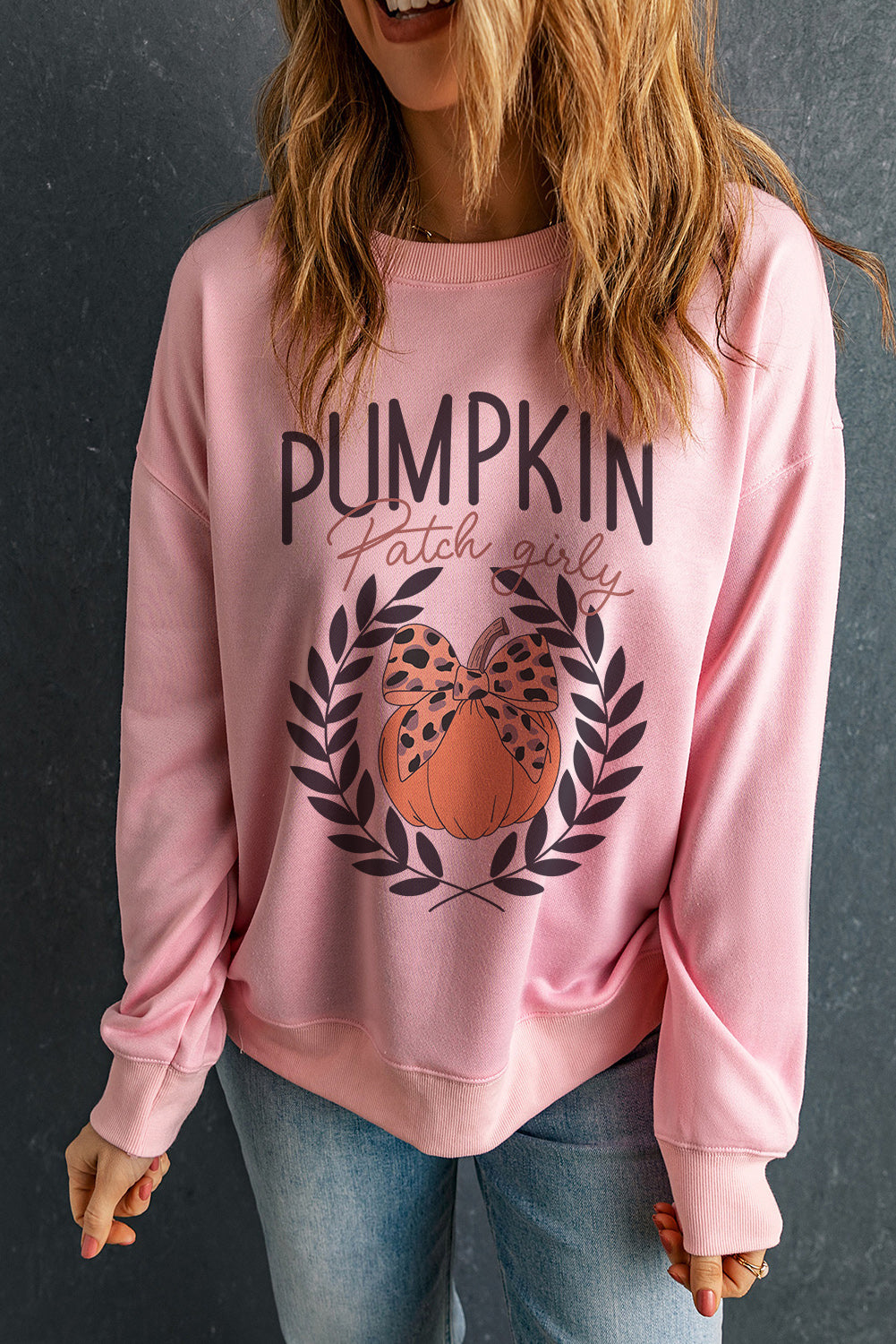 Pumpkin Patch Girly Round Neck Long Sleeve Sweatshirt - Sydney So Sweet