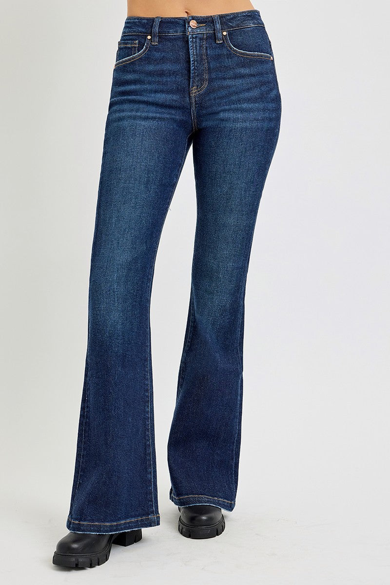 RISEN Full Size High Rise Flare Jeans with Pockets - Sydney So Sweet