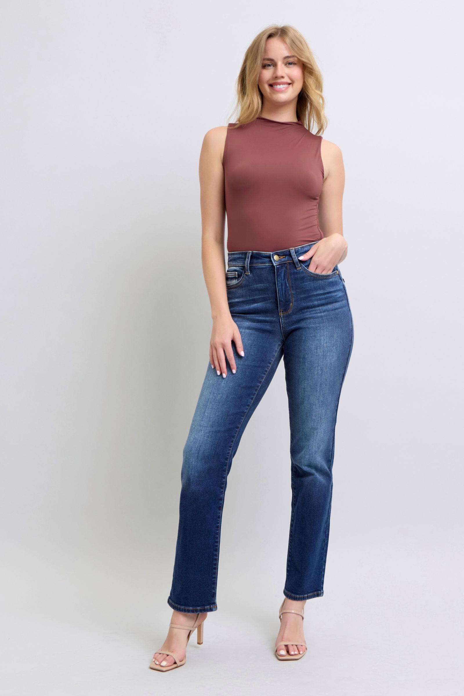 Judy Blue Full Size Washed Straight Leg Jeans with Pockets - Sydney So Sweet