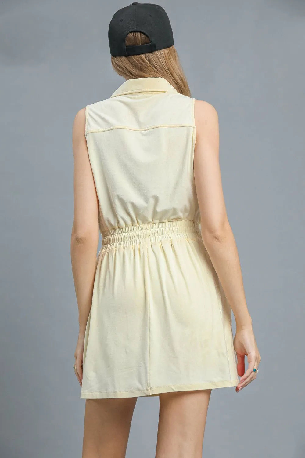 Umgee Zip Front Drawstring Waist Sleeveless Dress - Sydney So Sweet
