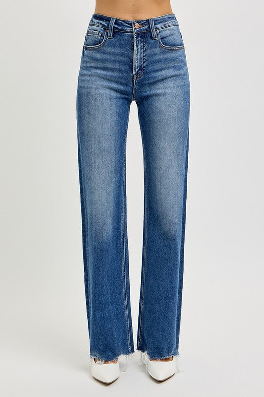 RISEN Tummy Control High Rise Raw Cut Jeans - Sydney So Sweet