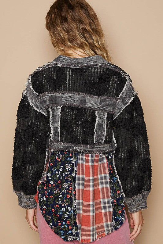 POL Crochet Patchwork Dropped Shoulder Jacket - Sydney So Sweet