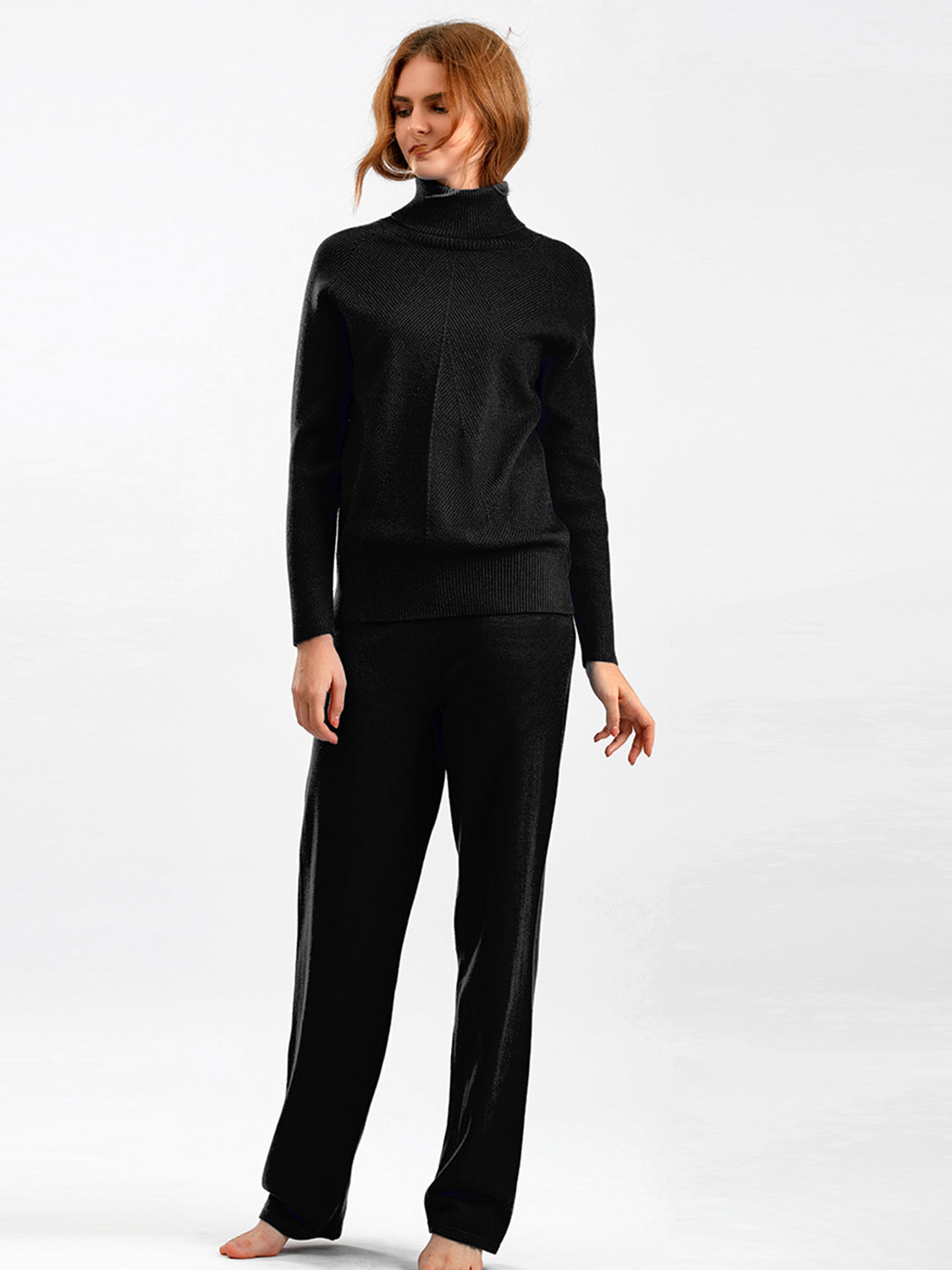 Basic Bae Turtleneck Raglan Sleeve Top and Pants Sweater Set - Sydney So Sweet