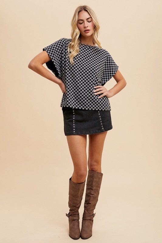 Annie Wear Checkered Round Neck Short Sleeve T-Shirt - Sydney So Sweet