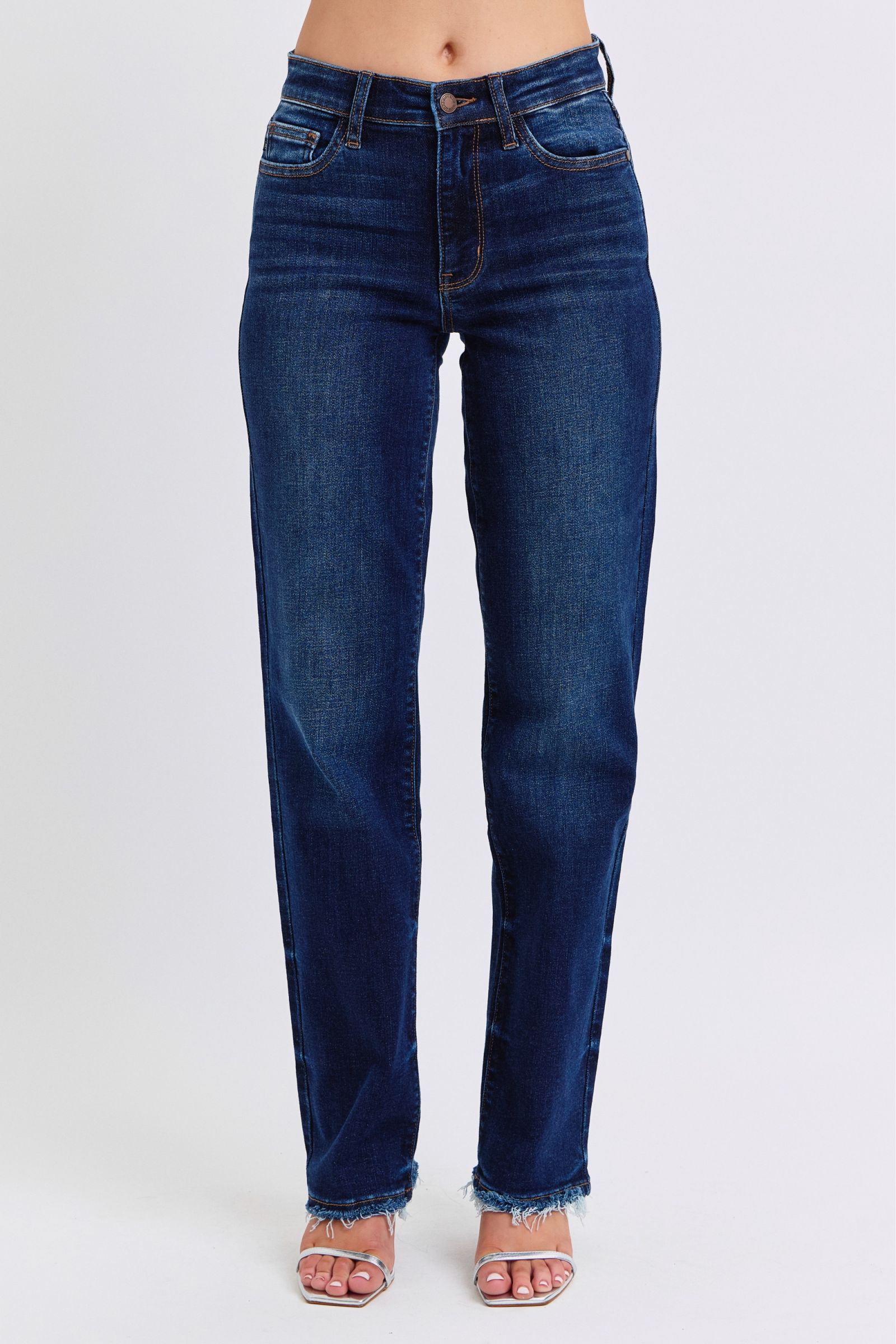 Judy Blue Full Size Raw Hem Straight Leg Jeans - Sydney So Sweet