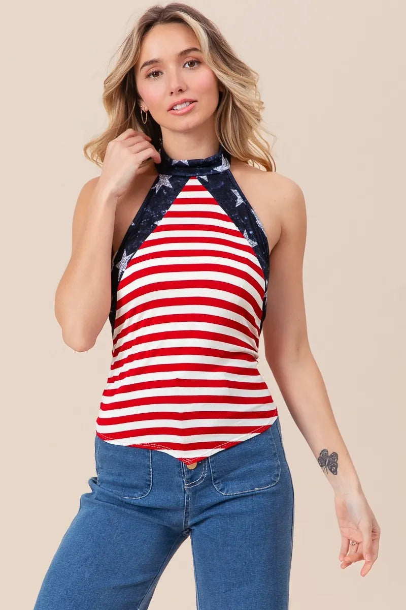 BiBi Stripe Jersey with Star Halter Neck with Tie Back - Sydney So Sweet