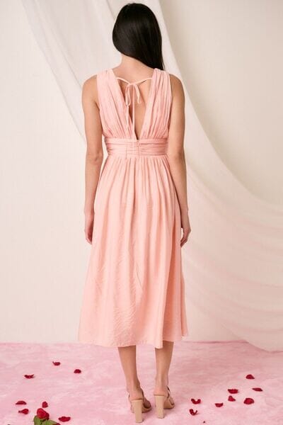 Mittoshop Ruched V-Neck Sleeveless Midi Dress - Sydney So Sweet