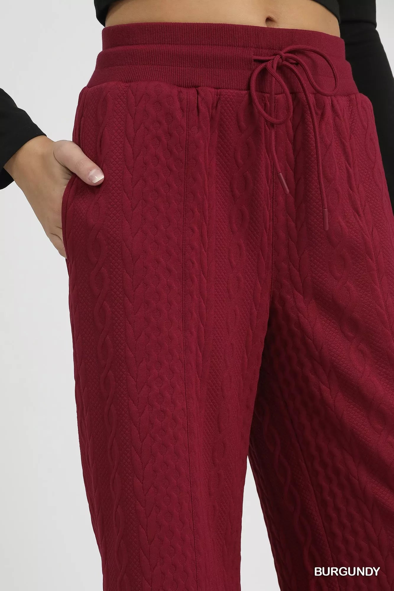 Umgee Cable Knit Textured Wide Leg Pants - Sydney So Sweet