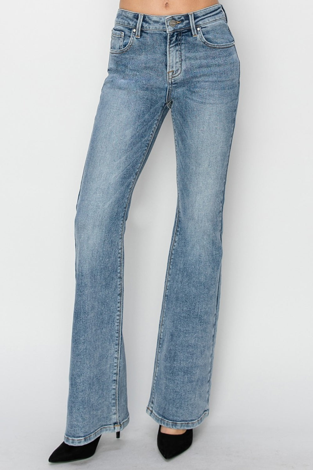 RISEN Full Size Mid Rise Bootcut Jeans - Sydney So Sweet