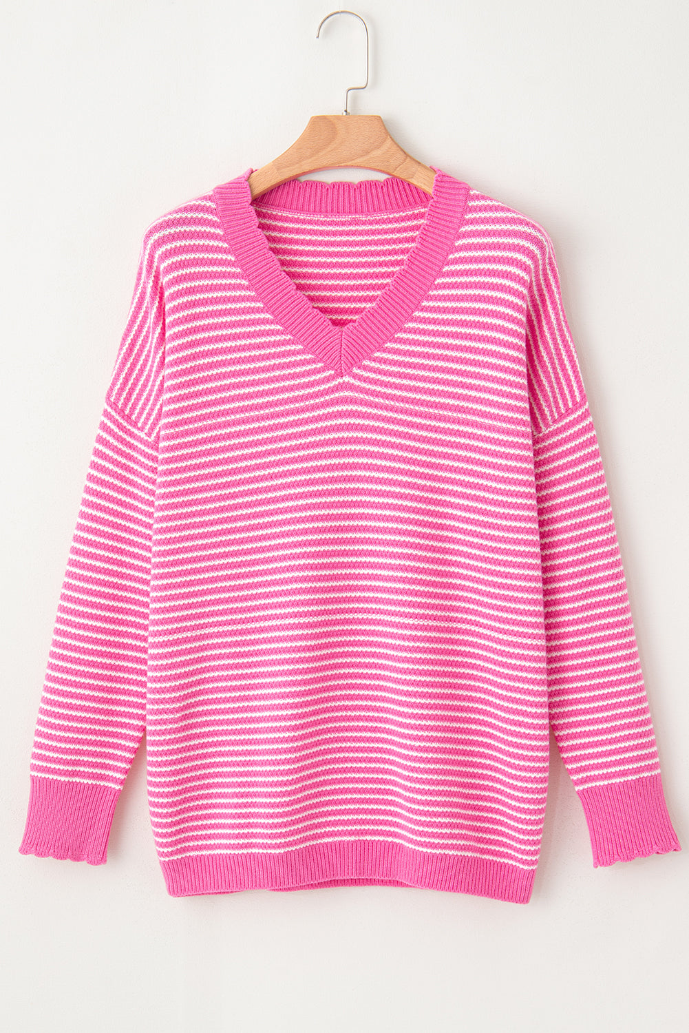 Striped V-Neck Dropped Shoulder Sweater - Sydney So Sweet