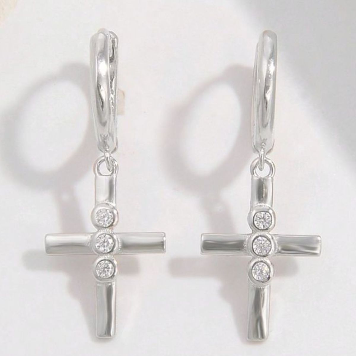 925 Sterling Silver Zircon Cross Earrings - Sydney So Sweet