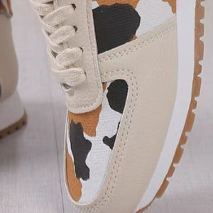 Tied Printed PU Leather Athletic Sneakers - Sydney So Sweet