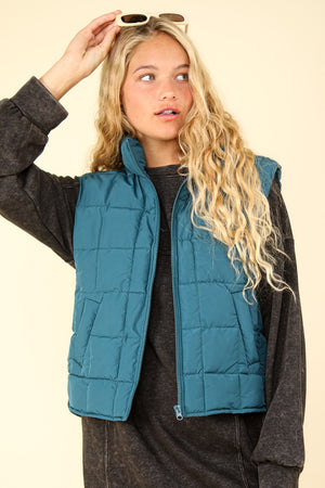 VERY J Zip Up Puffer Padded Warm Vest - Sydney So Sweet