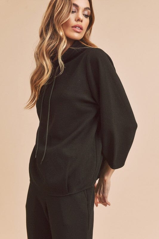 Aemi + Co Lightweight Drawstring Mock Neck Sweatshirt - Sydney So Sweet