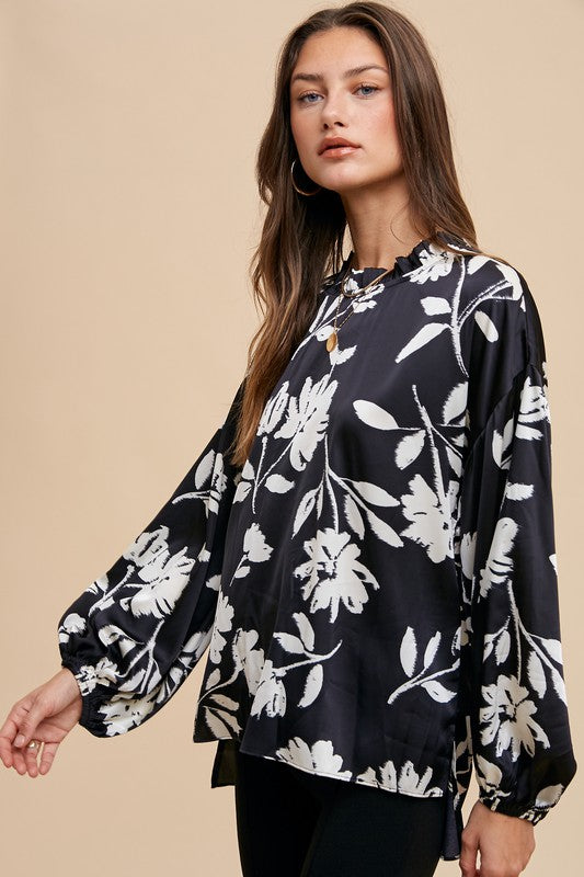 Annie Wear Frill Printed Balloon Sleeve Blouse - Sydney So Sweet