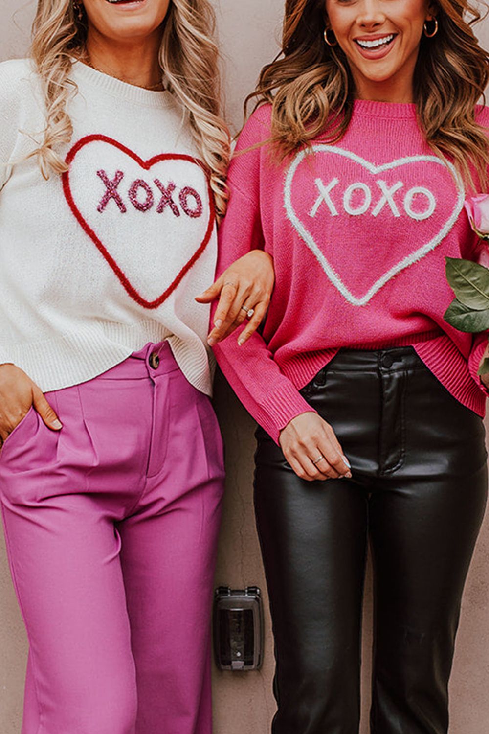 XOXO Round Neck Drop Shoulder Sweater - Sydney So Sweet