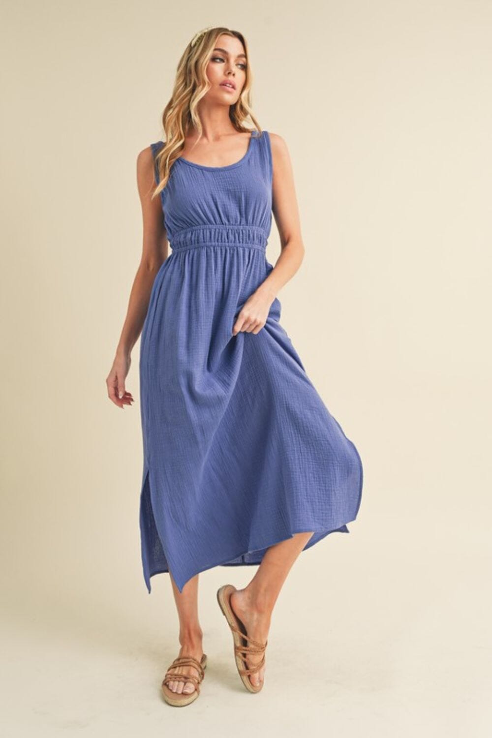 Aemi + Co Side Slit Round Neck Sleeveless Tank Dress - Sydney So Sweet