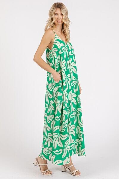 Mittoshop Printed V-Neck Maxi Cami Dress with Pockets - Sydney So Sweet