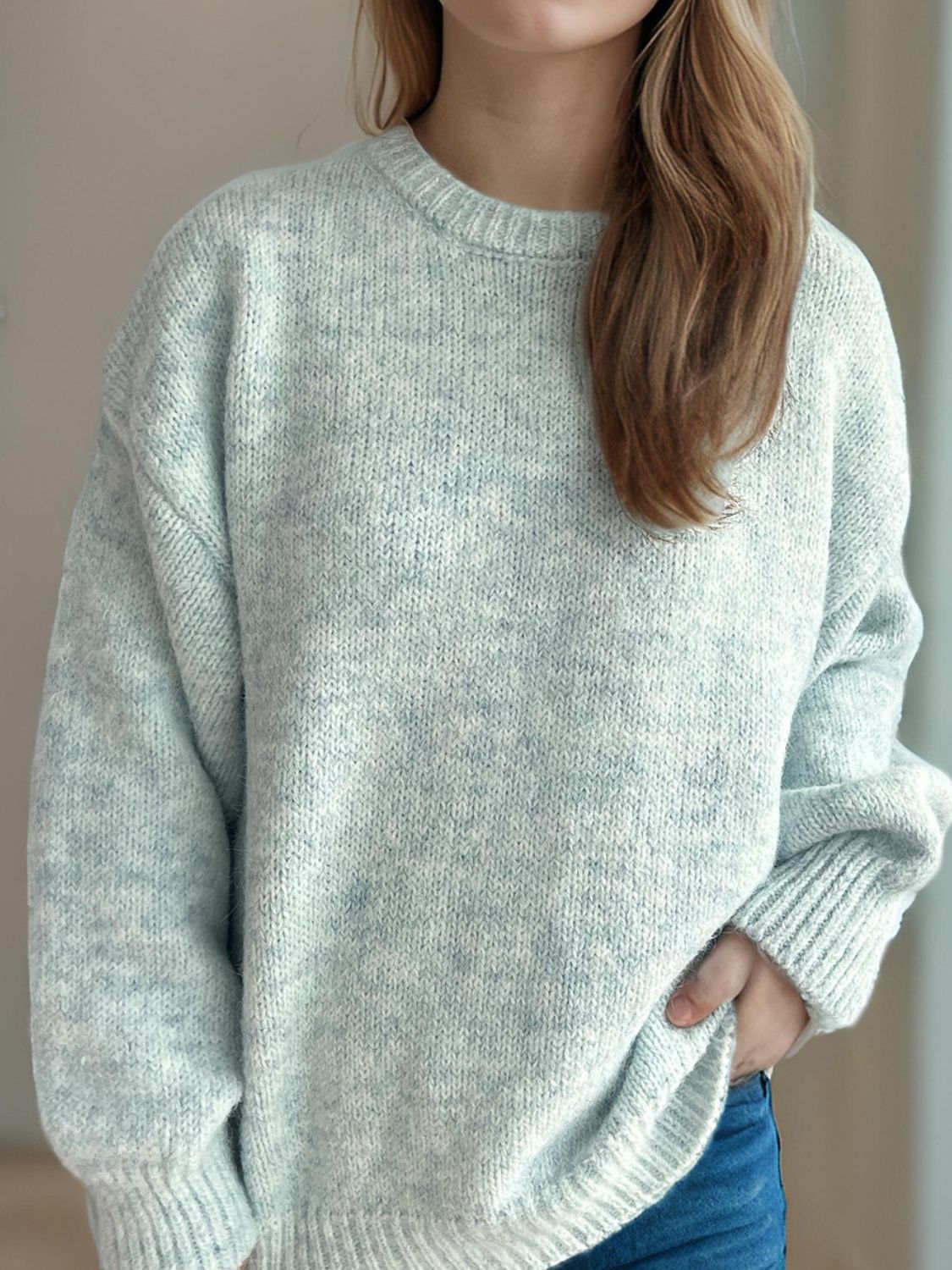 Round Neck Long Sleeve Sweater - Sydney So Sweet