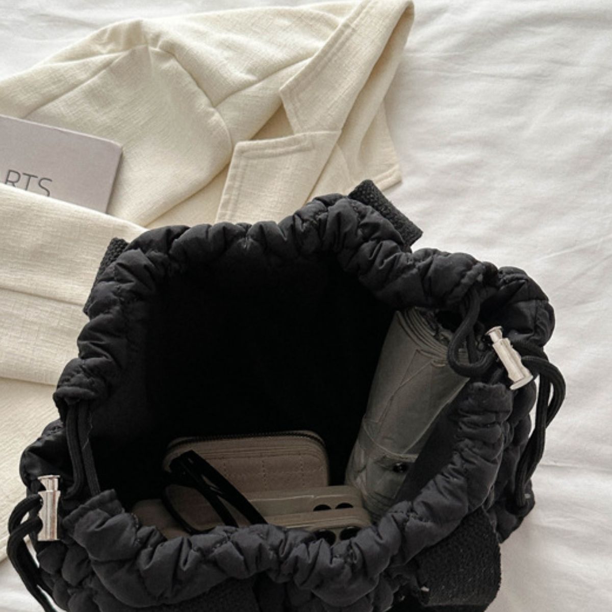 Drawstring Bubble Texture Tote Bag - Sydney So Sweet