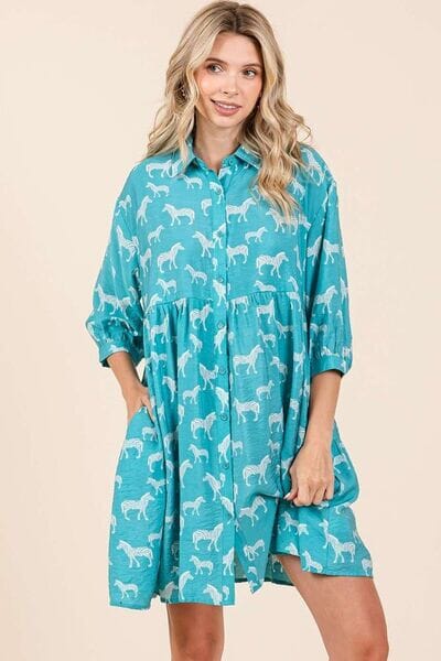 Mittoshop Zebra Print Button Down Shirt Mini Dress - Sydney So Sweet