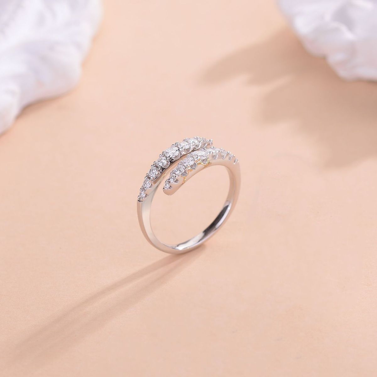 925 Sterling Silver Moissanite Bypass Ring - Sydney So Sweet