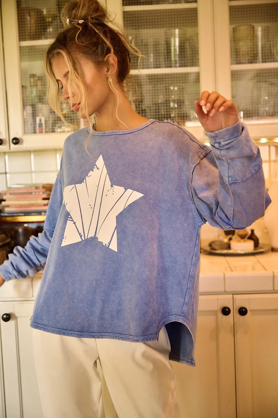 Mittoshop Star Graphic Mineral Wash Long Sleeve Top - Sydney So Sweet