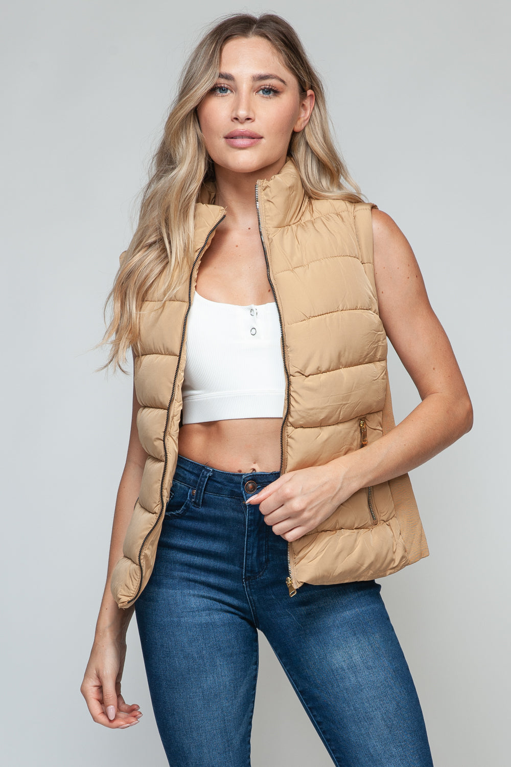 Snobbish Zip Up Turtleneck Vest with Pockets - Sydney So Sweet