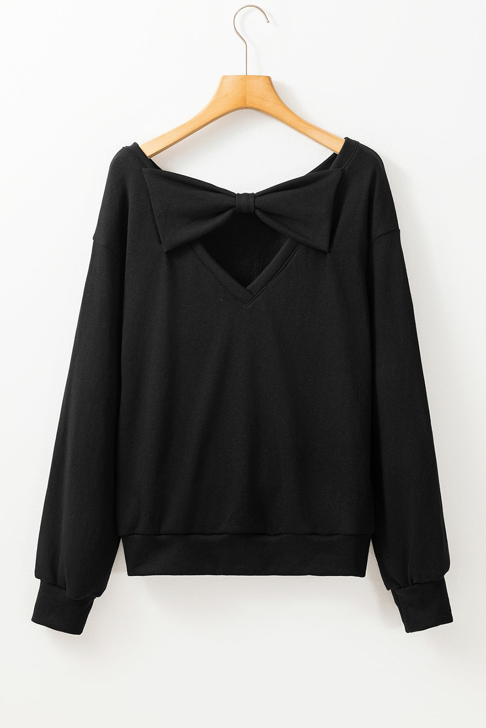 Bow Cutout Round Neck Long Sleeve Sweatshirt - Sydney So Sweet