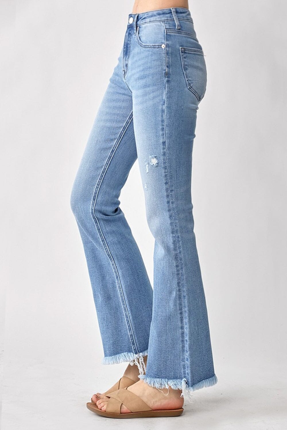 RISEN High Rise Frayed Hem Bootcut Jeans - Sydney So Sweet